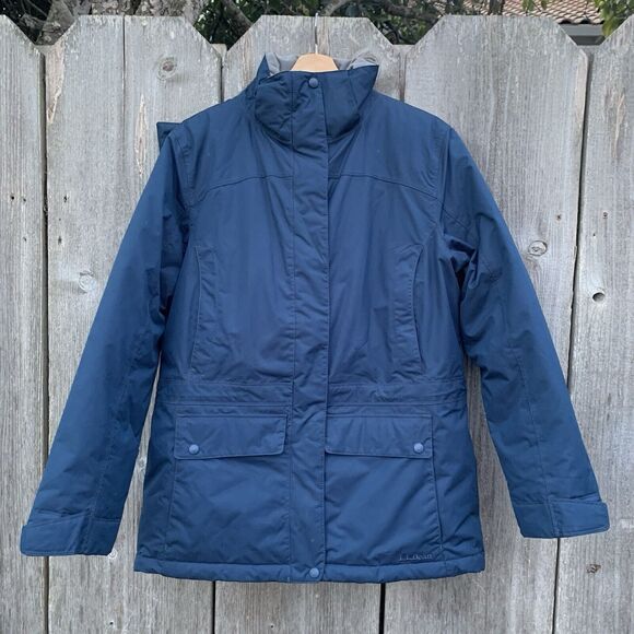 L.L. BEAN Jacket Sz SM Blue Baxter State Parka Goose Down Faux Fur Hood - Picture 3 of 16